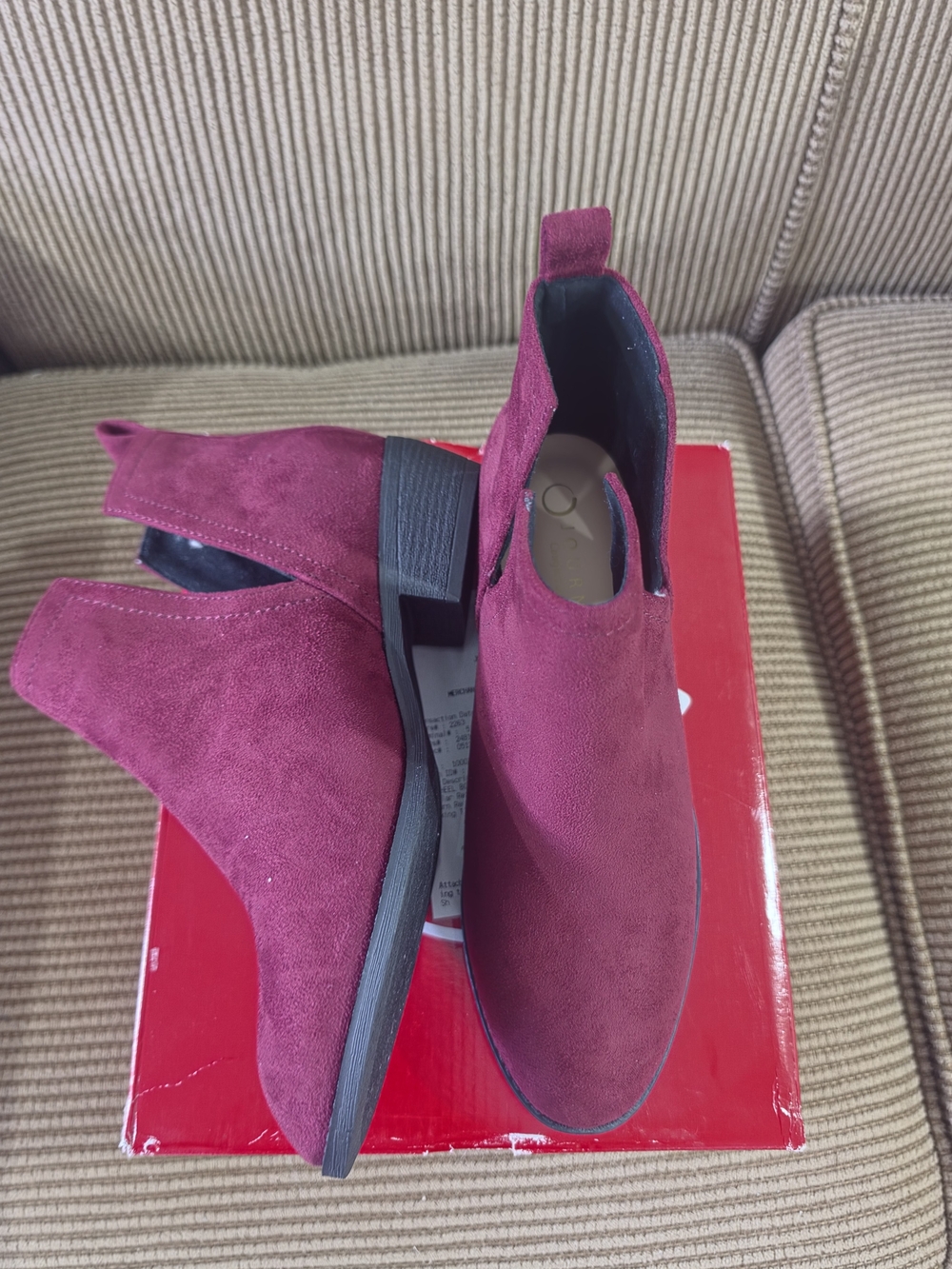 Journee Collection Rimi Wide Ankle Booties Oxblood Suede Size 8W - Picture 6 of 6